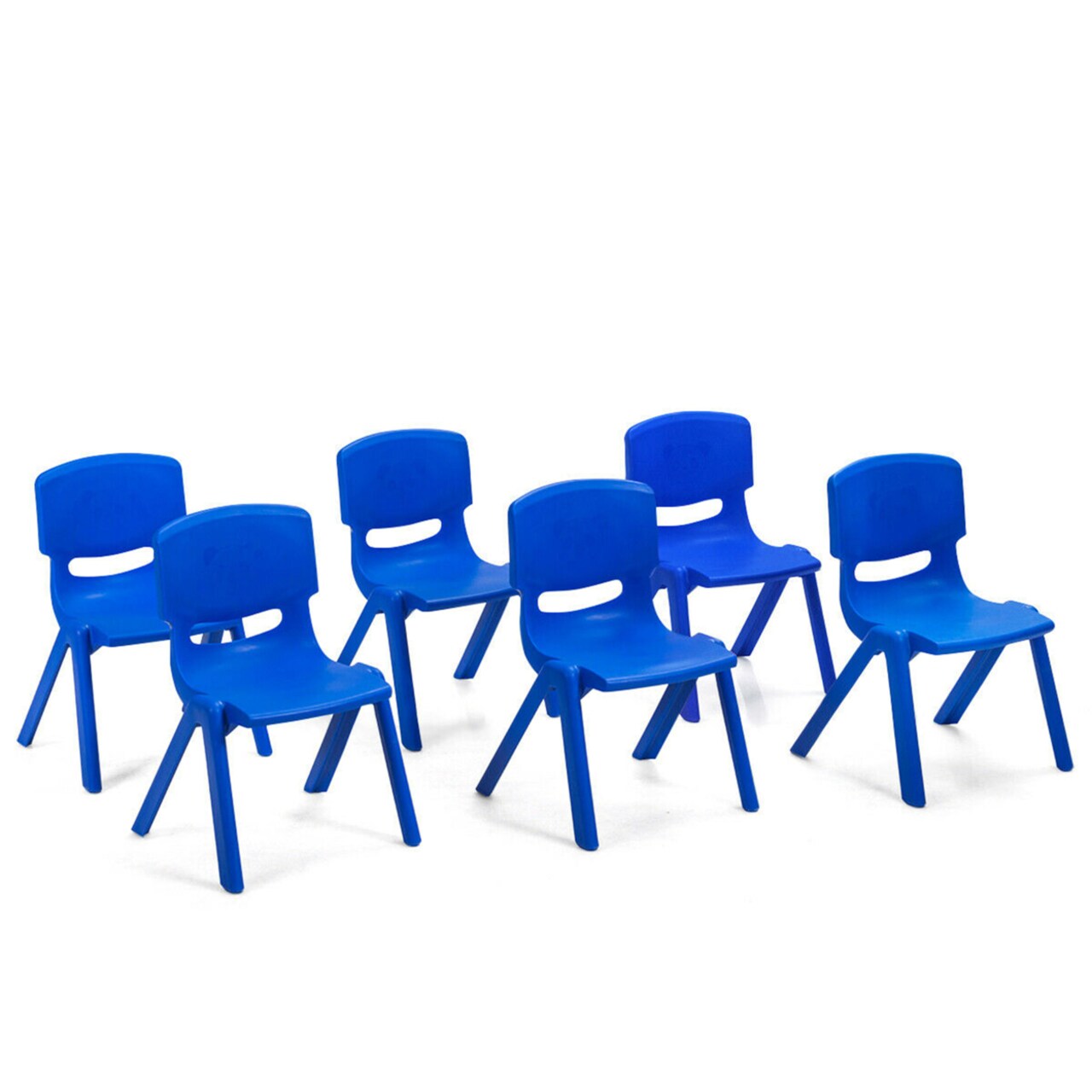 6-Pack Kids Plastic Stackable Classroom Chairs Indoor/Outdoor Kindergarten Blue